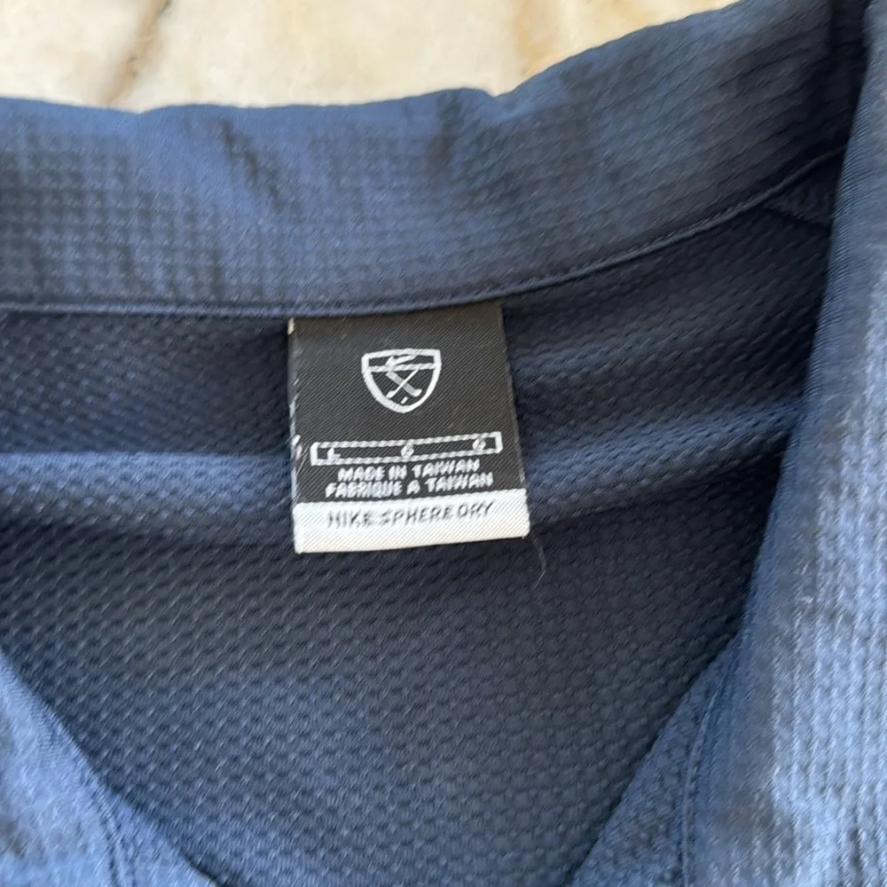 Nike Navy Blue Athletic Golf Polo with Logo Size L